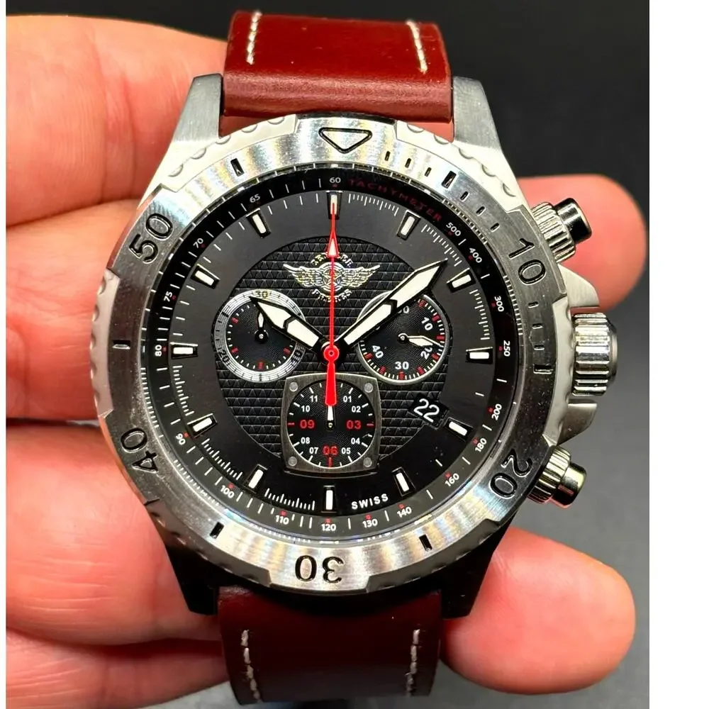 Zentler Freres Rodan ZF-15067 Swiss Chronograph Sapphire Leather 45mm Watch